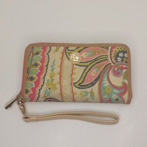 Spartina 449 Floral Leather & Linen Wristlet Wallet
